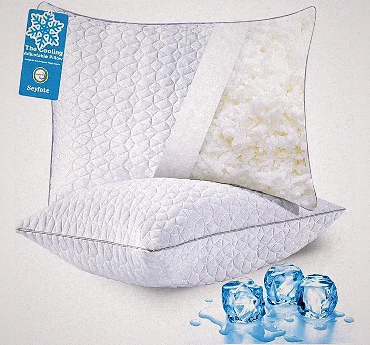 2-PK Shredded Memory Foam Pillows - Adjustable Cooling Firm Pillows (QUEEN)