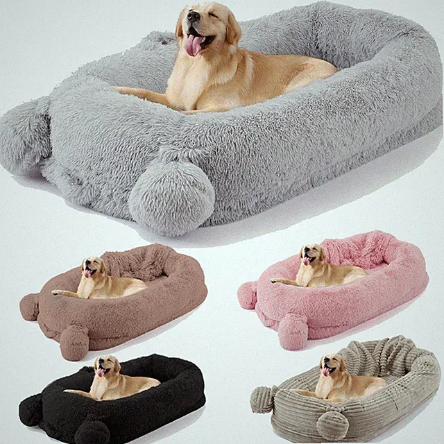 71"L x 45"W Large Elevated Memory Foam Pet Bed with Plush Blanket Washable
