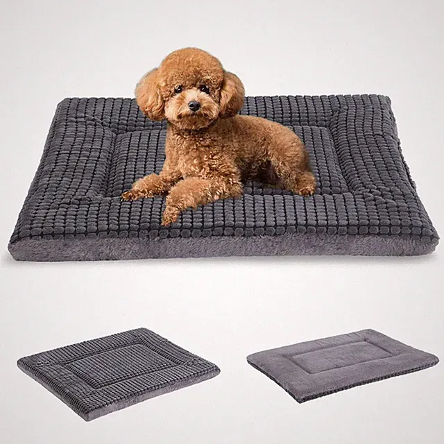 BVAGSS Reversible Dog Crate Pad, Memory Foam Pet Bed Mat, Soft Warm Machine W...