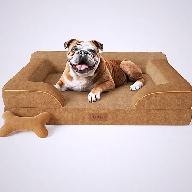 CWAWZ Luxury Pet Couch Cooling Orthopedic Memory Foam Dog Bed Washable with Toy