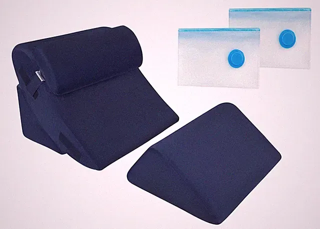 LUXE CASA 4 PCS ORTHOPEDIC BED WEDGE PILLOW SET TRIANGLE MEMORY FOAM - BLUE