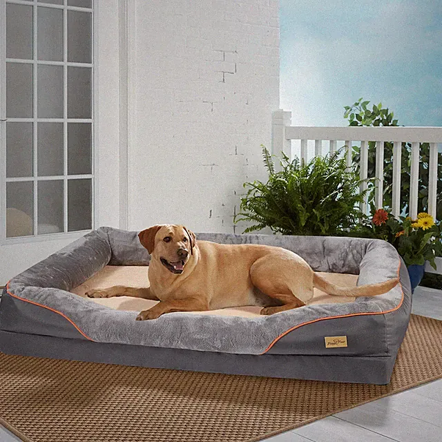 Luxury Pet Couch Cooling Orthopedic Memory Foam Quilted Bolstered Sofa Dog Bed