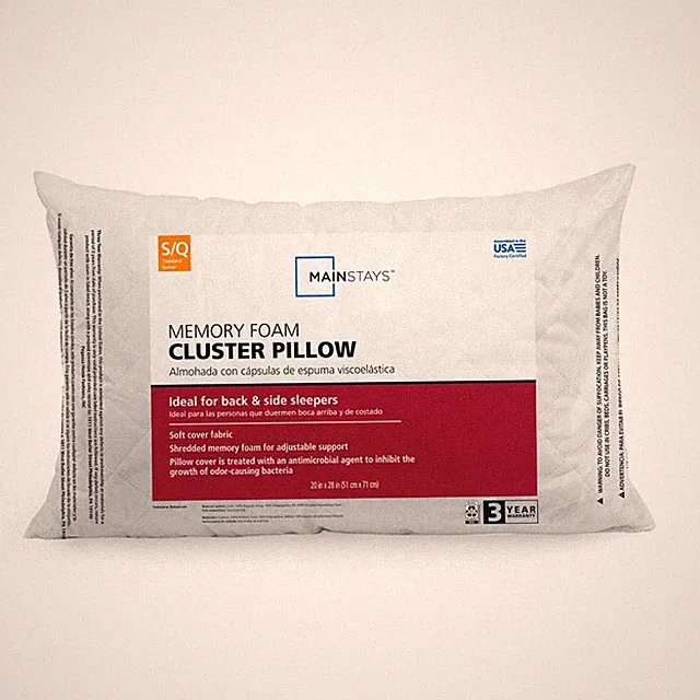 Mainstays Memory Foam Cluster Bed Pillow, Standard Queen.
