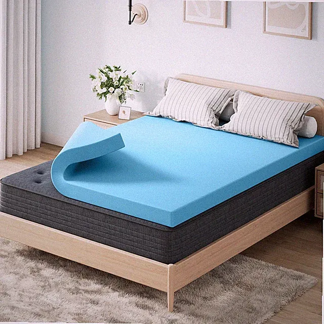 Memory Foam Mattress Topper Pad, Soft Bed Cover with Anti-Slip Base, Size Que...