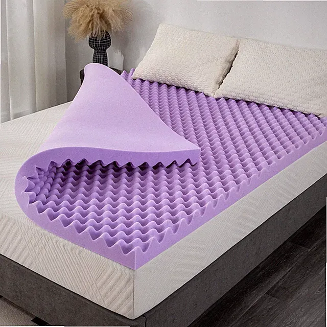 Memory Foam Topper set 2 Inch Egg Crate Lavender Twin Bedding Purple