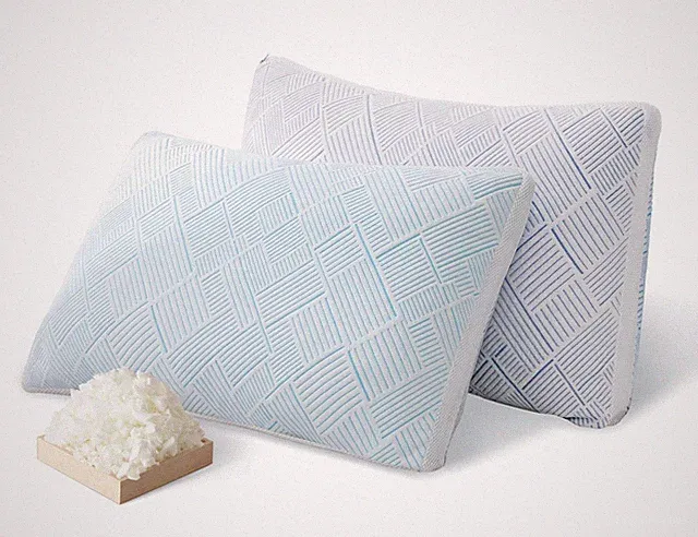Shredded Memory Foam Cooling Soft Bamboo Viscose Pillows King Set of 2, Adjus...