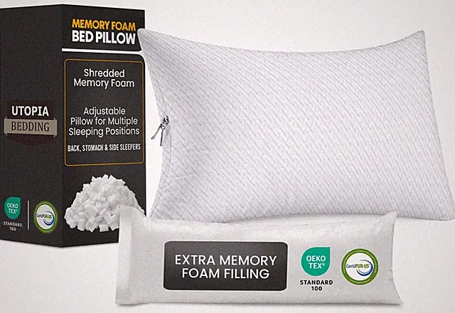 Shredded Memory Foam Pillows (Queen), Cooling Adjustable Bed Pillows for Slee...