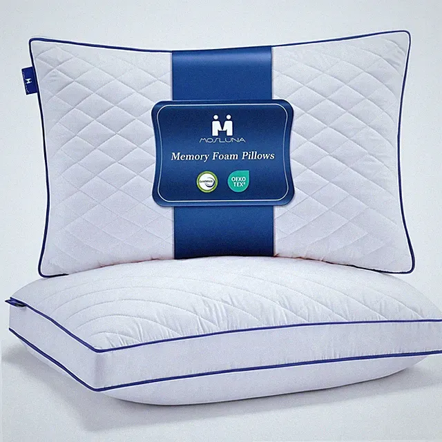 Shredded Memory Foam Pillows Queen Size Set of 2, Soft Bed Pillow for Side an...